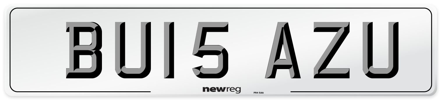 BU15 AZU Number Plate from New Reg